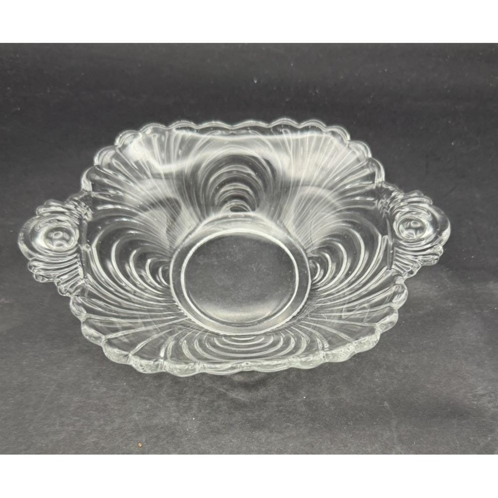 Vintage‎ Cambridge Caprice Clear Glass 6" Handled Bon Bon Dish Bowl MCM
